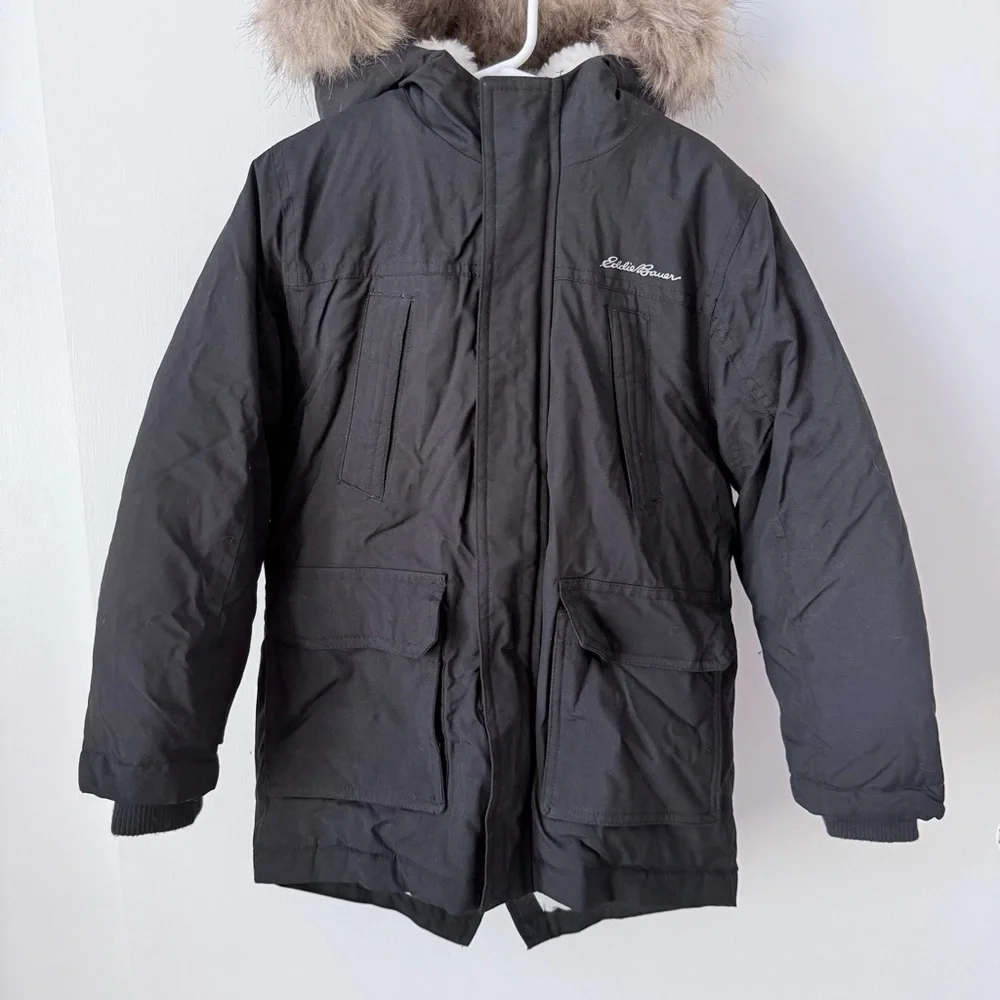 Eddie Bauer Superior Down Parka with Fur Trim Hood in Black - Picture 5 of 16